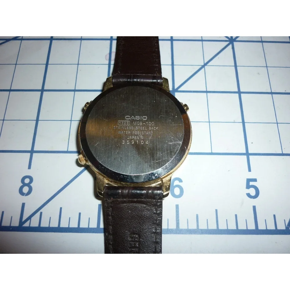 RARE Vintage Casio MQB-100 Chronograph Watch 1323 Japan Gold‎ Tone Clean - FS